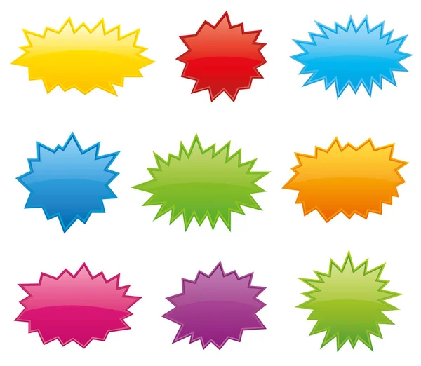 Starburst coloured speech bubbles collection vector — Stock Vector