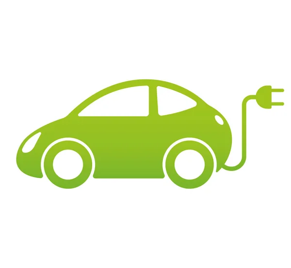 Señal de coche eléctrico. Icono verde del coche. Vector — Archivo Imágenes Vectoriales