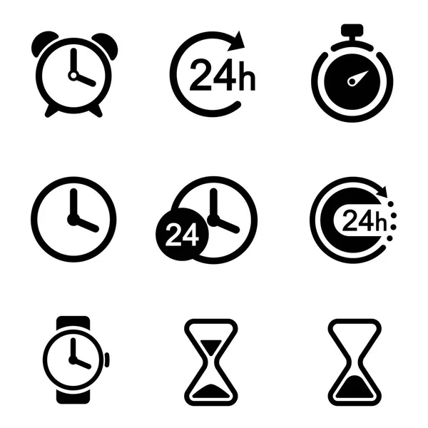 Clock and time icons set. Vector — Stock Vector