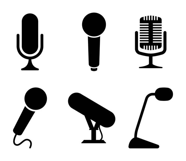 Conjunto de iconos de micrófono diferentes. Vector — Vector de stock