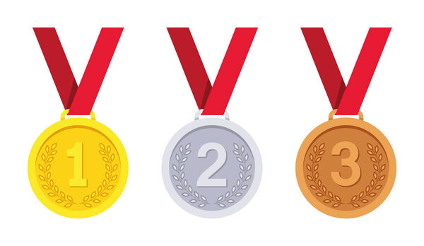 Medal - gold, silver and bronze set. Vector