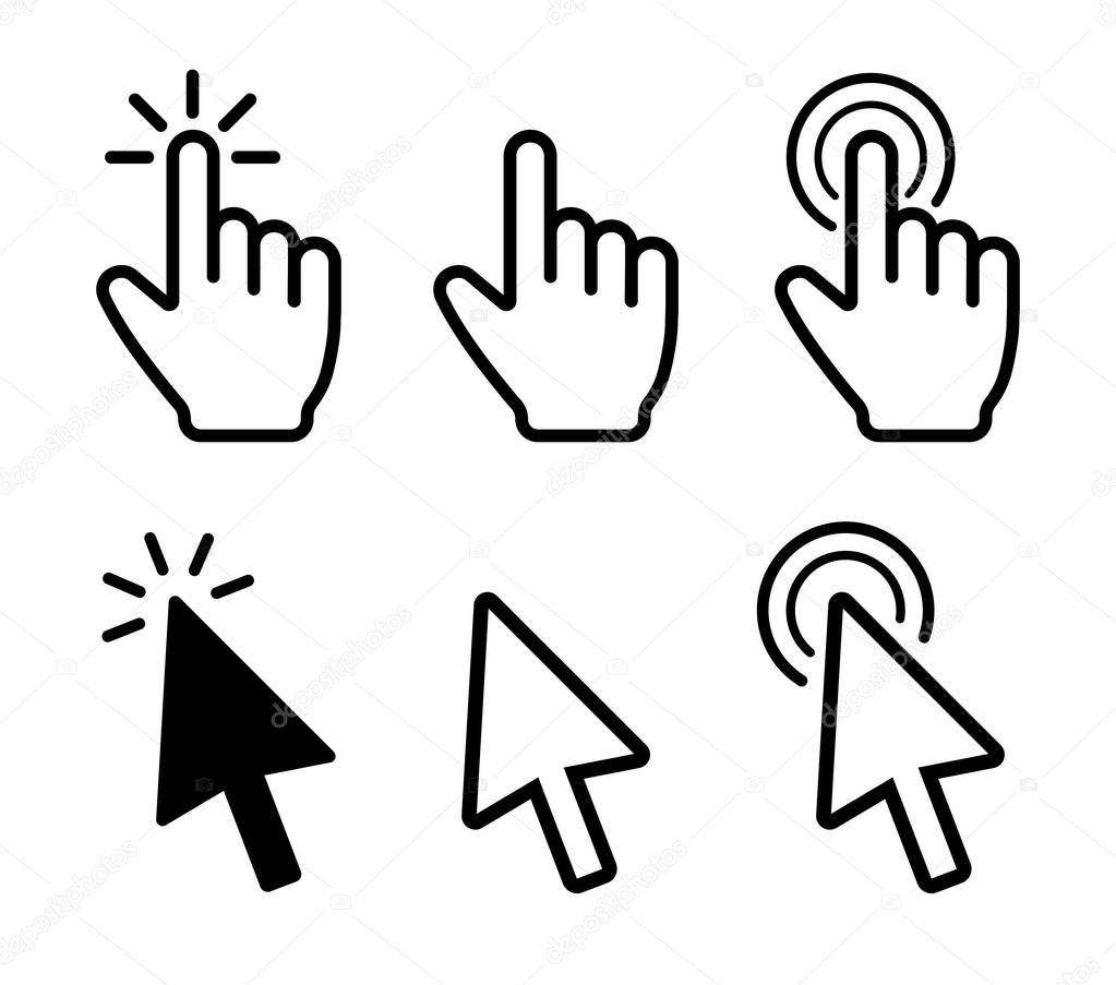 Cursor icons set. Mouse click. Vector