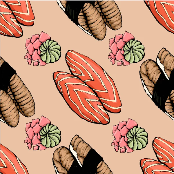 Sushi patroon Aziatische — Stockvector