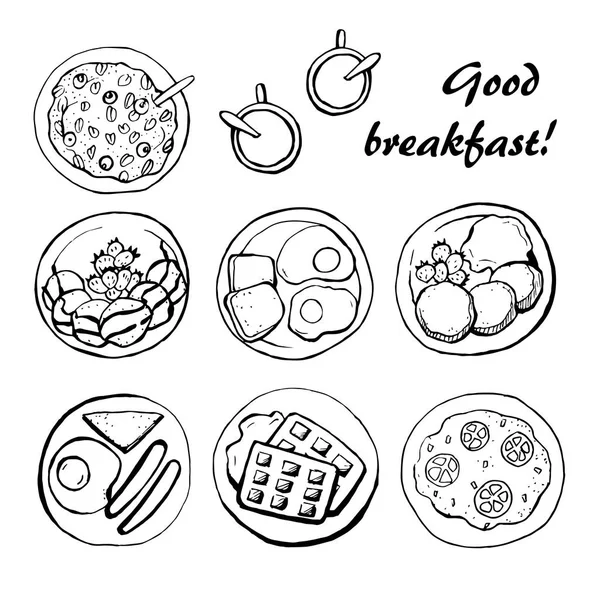 Sketch zum gesunden Frühstück — Stockvektor