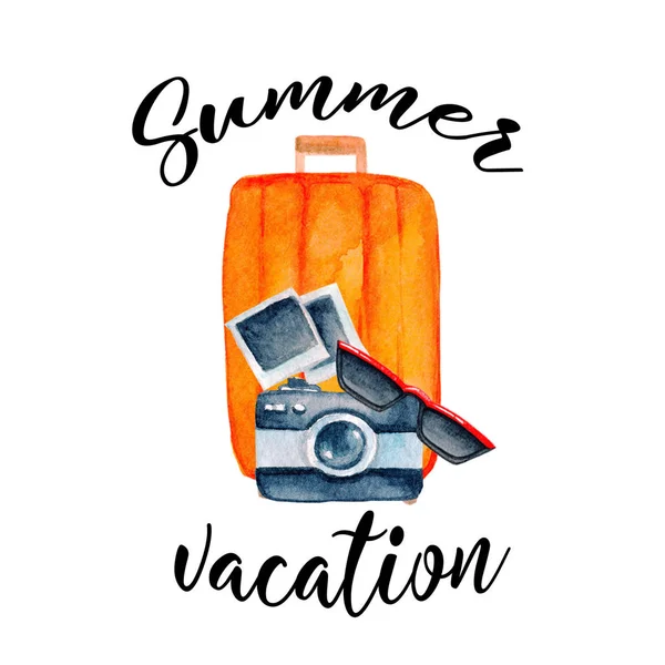Watercolor summer vacation print 3 — Stock Photo, Image