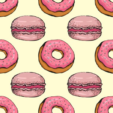 Macaroons renk ile Seamless modeli 1 eskiz