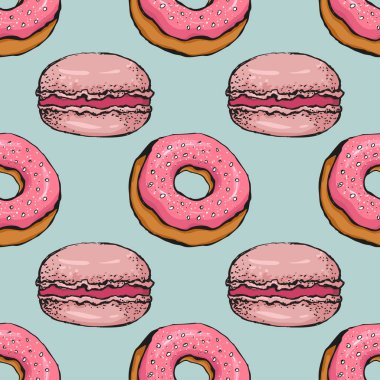 Macaroons renk ile Seamless modeli 2 kroki