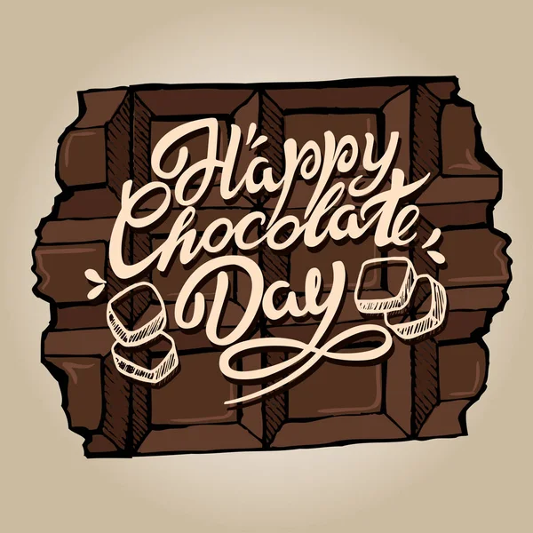 Hand drawn Happy chocolate day typography lettering poster. — Stock Vector