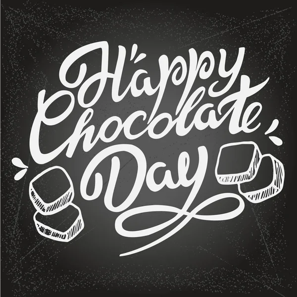 レタリング 2 描かれたチョコレートの幸せな日タイポグラフィを手します。 — ストックベクタ