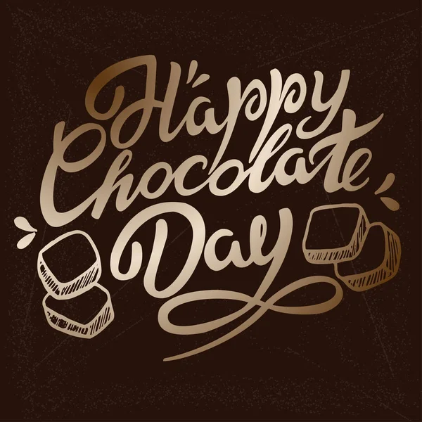 Ręka ciągnione typografii dzień Happy czekoladowy napis 4 — Wektor stockowy