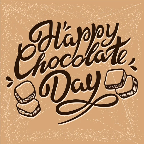 手の描かれたチョコレートの幸せな日タイポグラフィ レタリング 3 — ストックベクタ