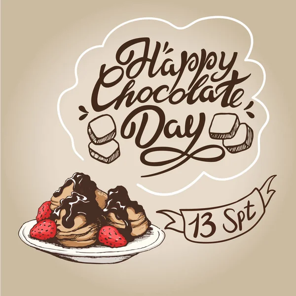 Mão desenhada Feliz dia de chocolate tipografia lettering 7 —  Vetores de Stock