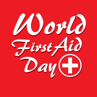 Dünya ilk yardım günü ile. Tasarım illüstrasyon greating kartı