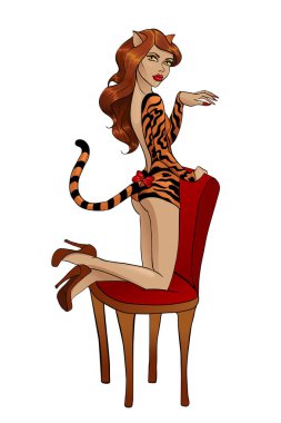 Cadılar Bayramı vektör çizim kedi kadın 2 ile