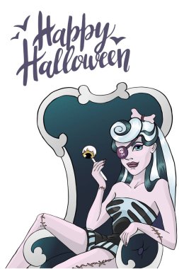 Zombi Pinup kız. Bir seksi zombi pinup kız 1 vektör çizim