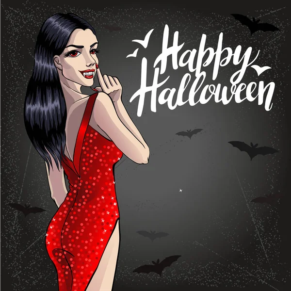 Sexy Vampire Lady. Ilustracja wektorowa Halloween z warstw. — Wektor stockowy