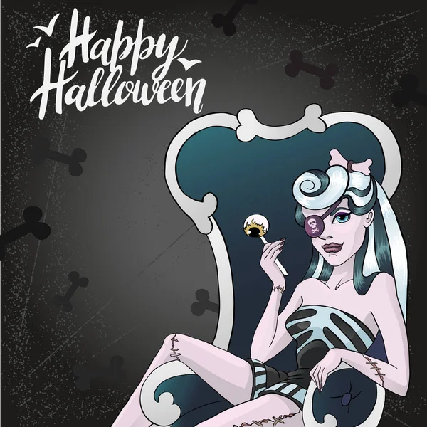 Zombie Pinup Girl. Vektorillustration av en sexig zombie pinup flicka 2 — Stock vektor