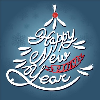 Noel ağacı 3 yazı tatil vektör el çekilmiş