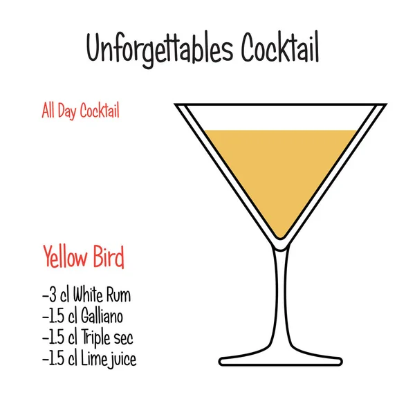 Kamikaze alkoholischen Cocktail-Vektor Illustration Rezept isoliert — Stockvektor