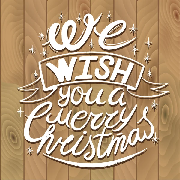 Je vous souhaite un joyeux Noël et une bonne année Fond typographique sur bois — Image vectorielle