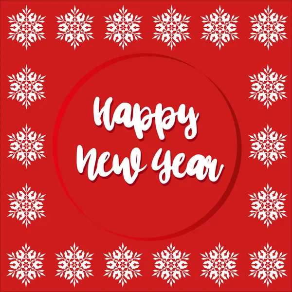 Szczęśliwy nowy rok 2019 tekst ręcznie napis na czerwonym tle 4 — Wektor stockowy