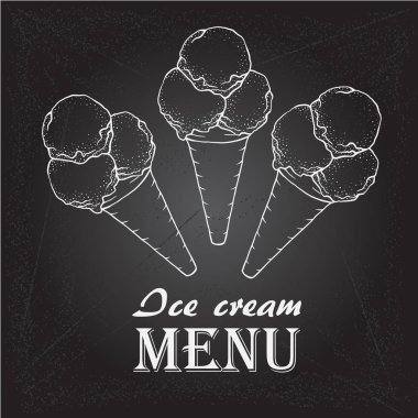 Dondurma waffle koni el çizilmiş kroki