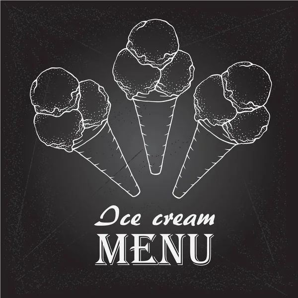 Ice cream vafle kužel ručně tažené skica — Stockový vektor