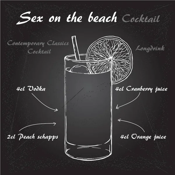 Ручная иллюстрация коктейля Секс на пляже 1 — стоковый вектор