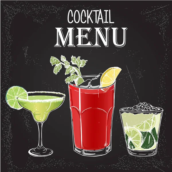 Illustrazione vettoriale di cocktail alcolici disegnati a mano stile 1 — Vettoriale Stock