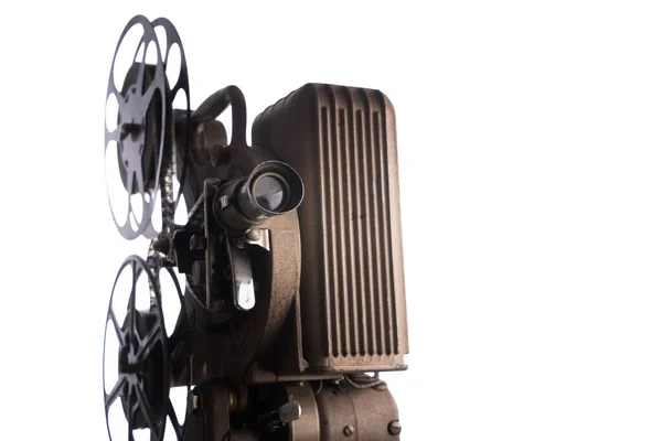 Vintage Filmprojektor Isoliert Auf Weiß Stockbild