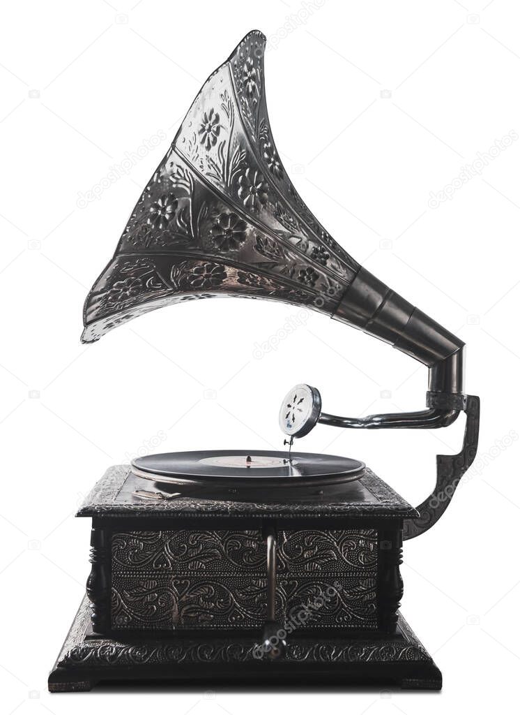 Old gramophone, high contrast image