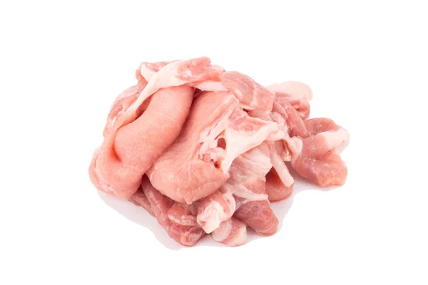 Carne, porco, fatias lombo de porco em um fundo branco — Fotografia de Stock