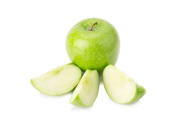 白い背景に隔離された緑のリンゴ — ストック写真