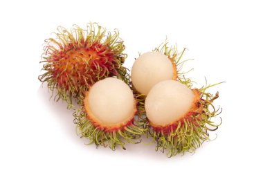 Taze rambutan izole beyaz arka plan üzerinde