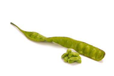 Beyaz backgr Parkia speciosa ve Tay sebze izole tohum