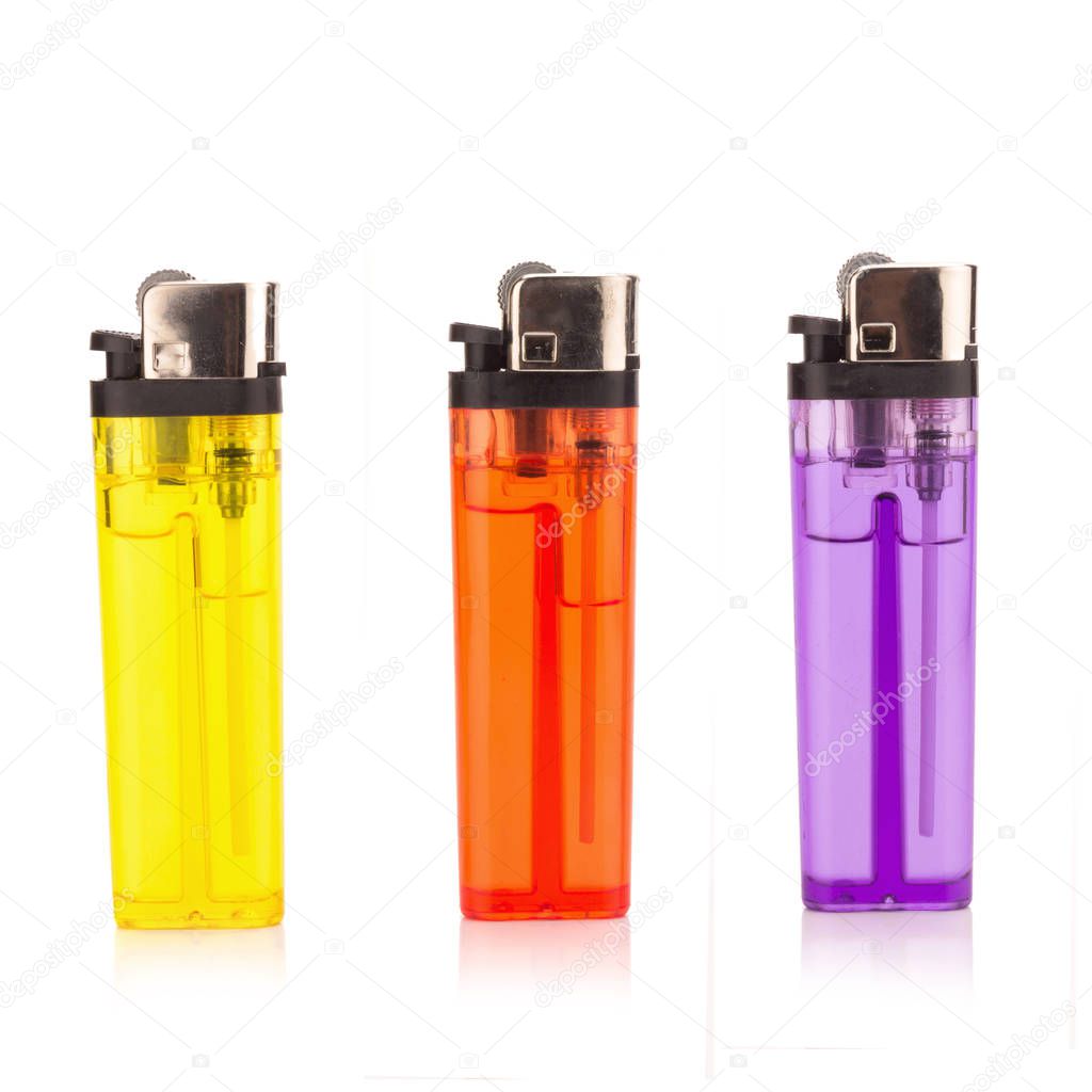 Colored lighters isolated on the white background