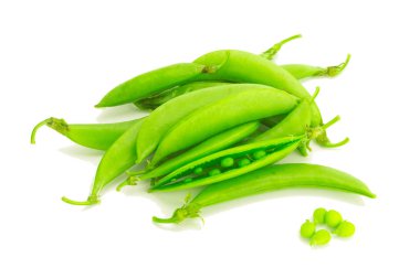 Beyaz arka plan üzerinde izole bezelye snap