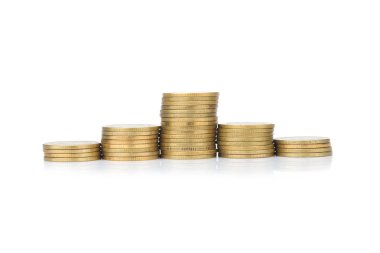 glod para yığını. kasaba. yığın. Beyaz arka plan üzerinde izole