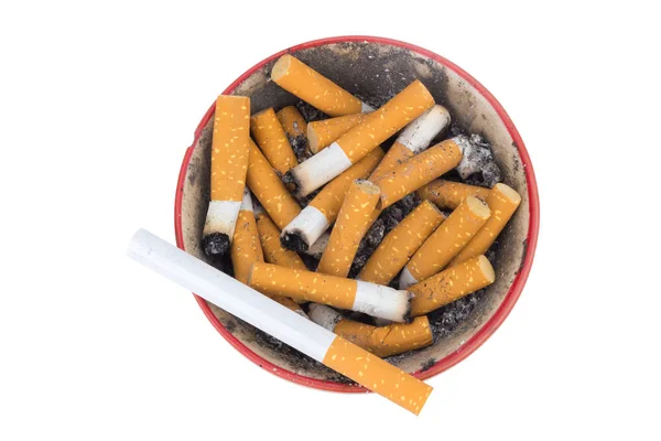 Cigaretta hamu hamutartó elszigetelt fehér background — Stock Fotó