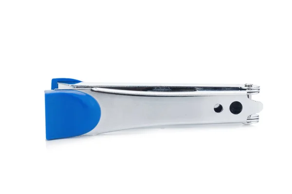 Grampeador cor de aço azul. prolongado. isolado em fundo branco — Fotografia de Stock