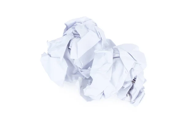 Buruşuk kağıt topu üzerinde beyaz izole — Stok fotoğraf