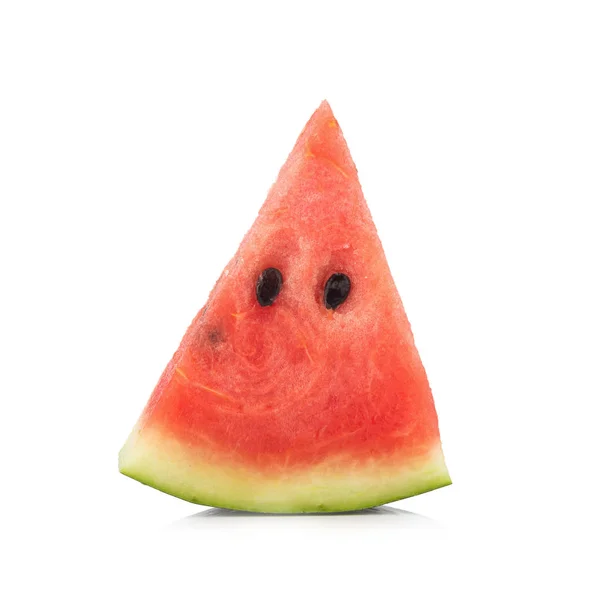 Slice of watermelon single on white background — Stock Photo, Image