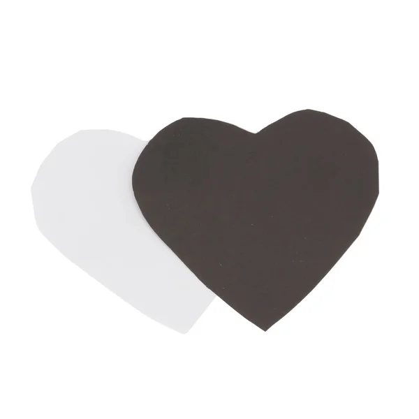 Kalp kağıt renk siyah ve beyaz. Beyaz arka plan üzerinde izole — Stok fotoğraf