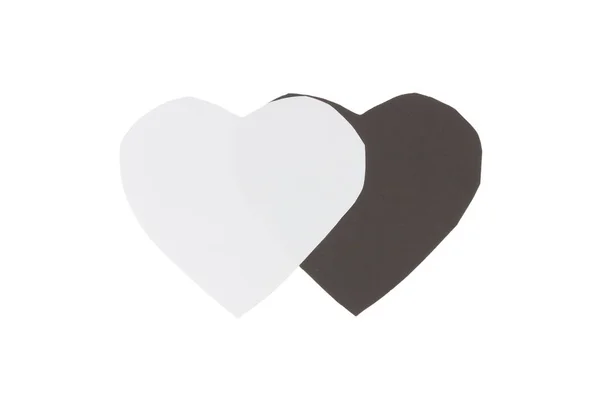 Heart paper color black and white. isolated on white background — Stock Photo, Image