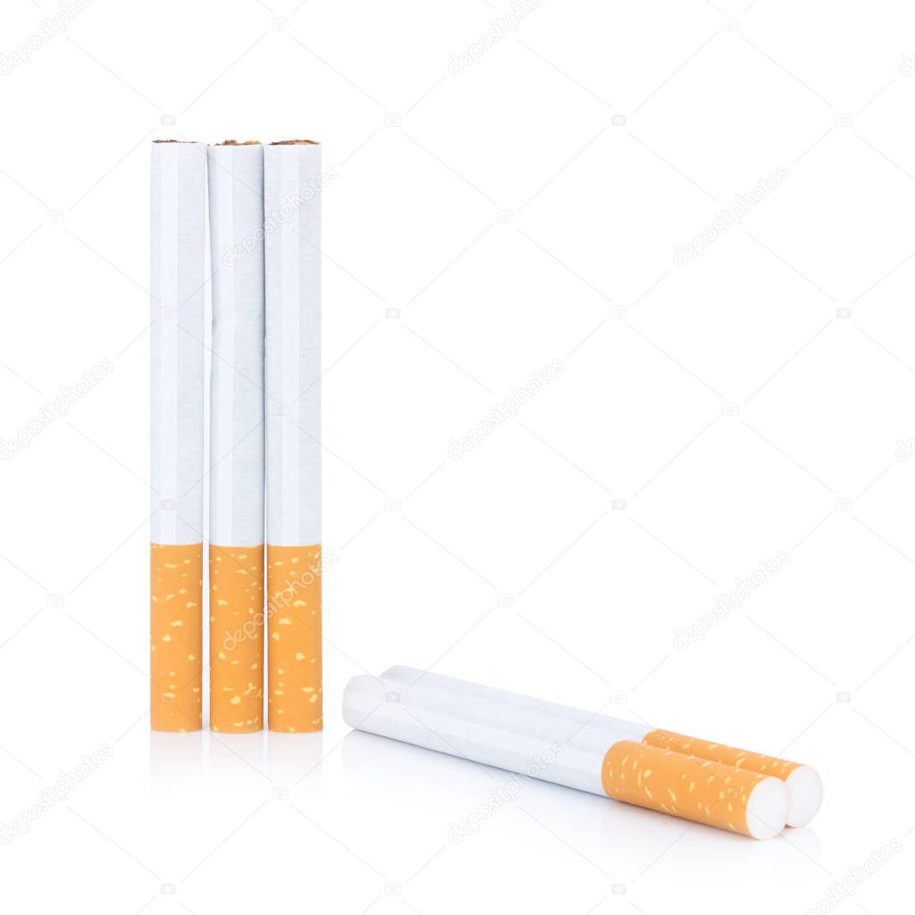 cigarette ash ashtray isolated on white background