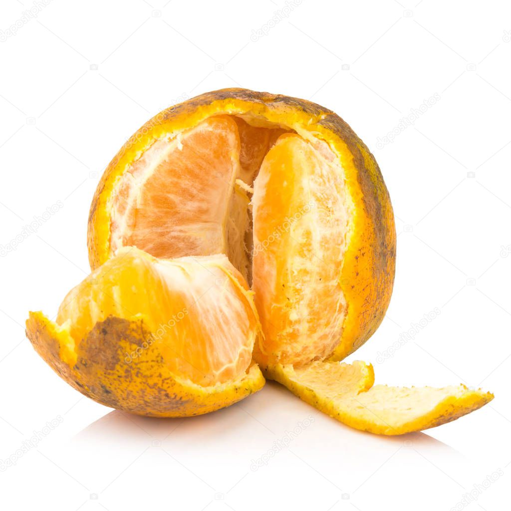 orange. rotten. dirty. ripe. peel. isolated on white background