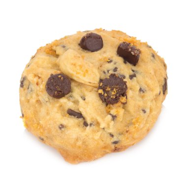 Beyaz arkaplanda izole edilmiş çikolatalı kurabiye