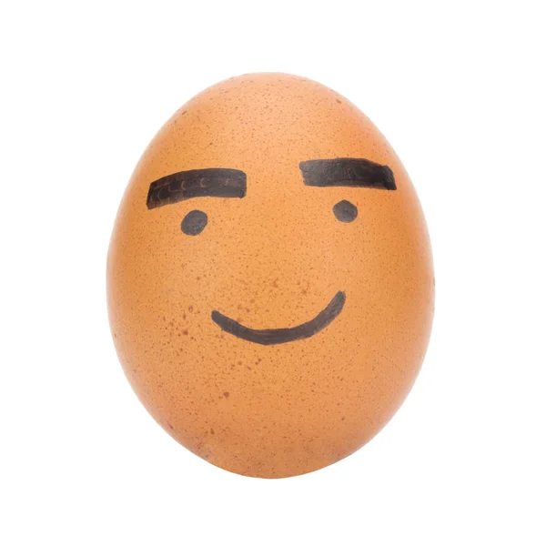 Egg face Thick eyebrows man concept isolated on white background — Stock Photo, Image