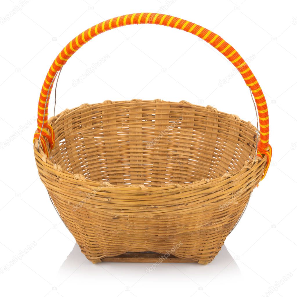 wicker baskets isolated on white background