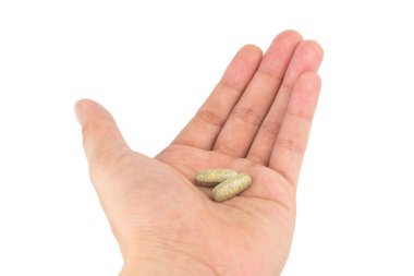 elini tut takıma giren sarımsak. yemek. Beyaz backg izole